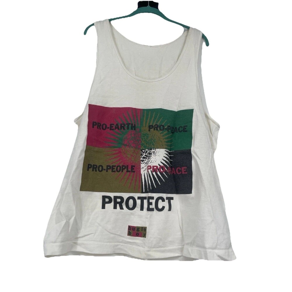VTG 90s Bugle Boy Pro Earth Peace Race Conscious People Awareness Graphic Tank